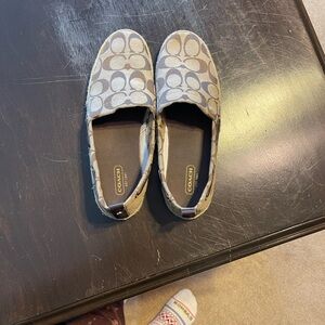 Coach Tan and Brown Slip-On Espadrilles
